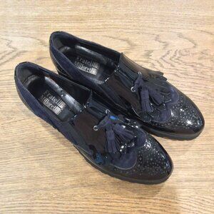 NEW! Fratelli Rossetti Suede Combo Bow Patch Loafer